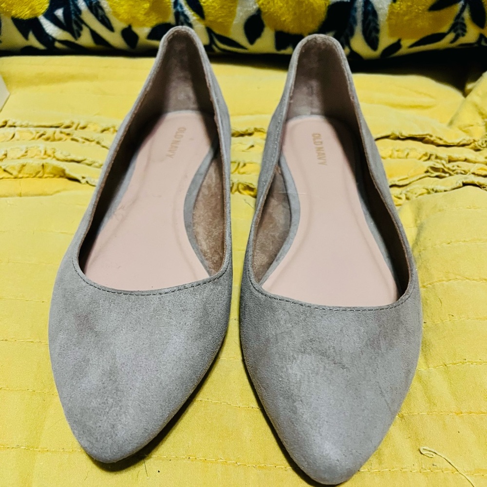Tan Almond Toe Flats, size 9